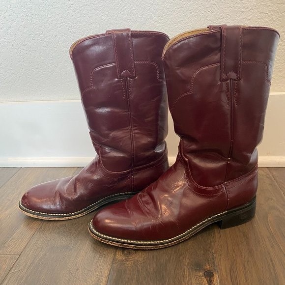 Kid's Tony Lama 100% Leather Burgundy Cowgirl Boots Style 2507 - EUC - Size 4.5 - Picture 1 of 7